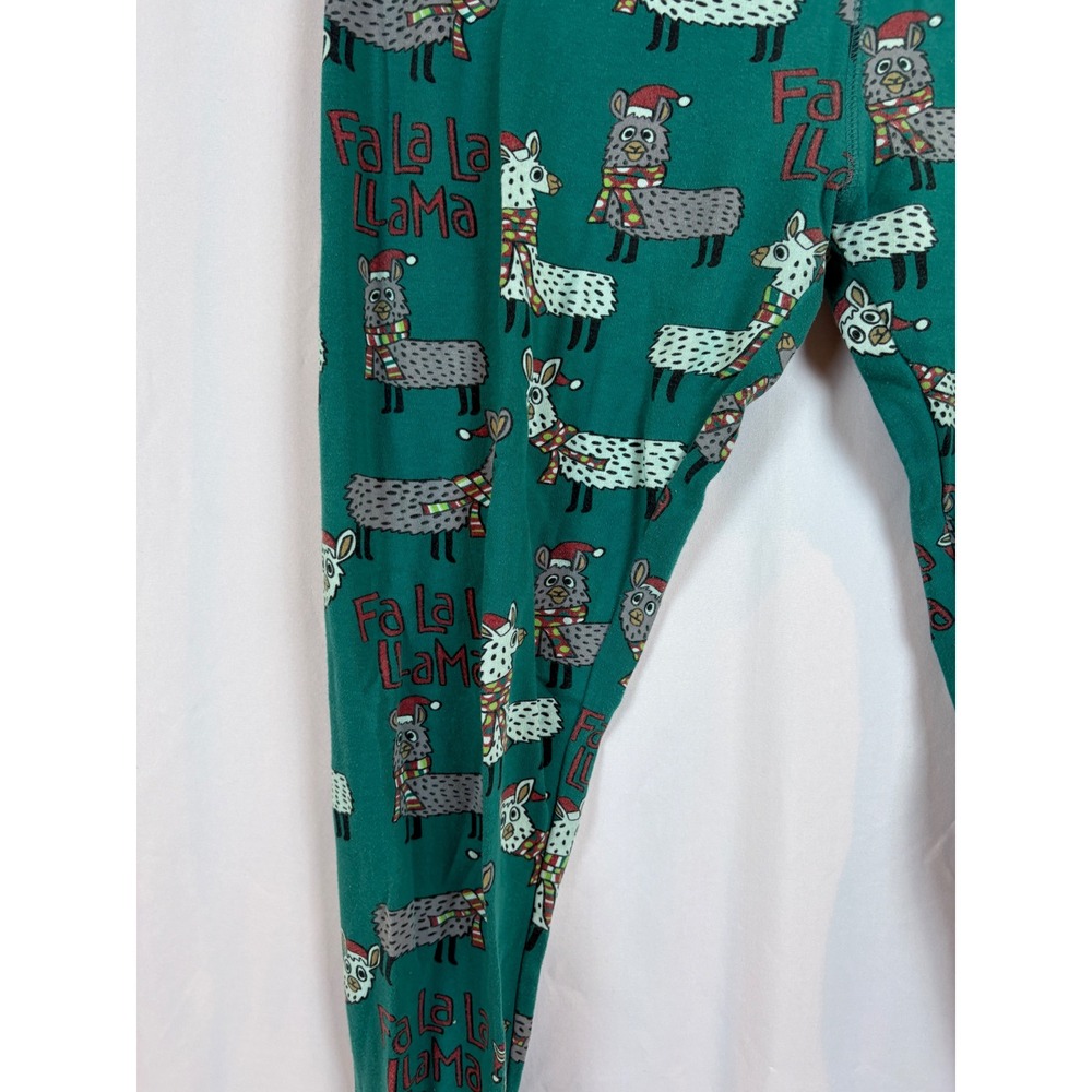 Lazy One Womens Fa La La Llama Christmas Pajama Leggings Teal Green Red XL - Picture 1 of 8